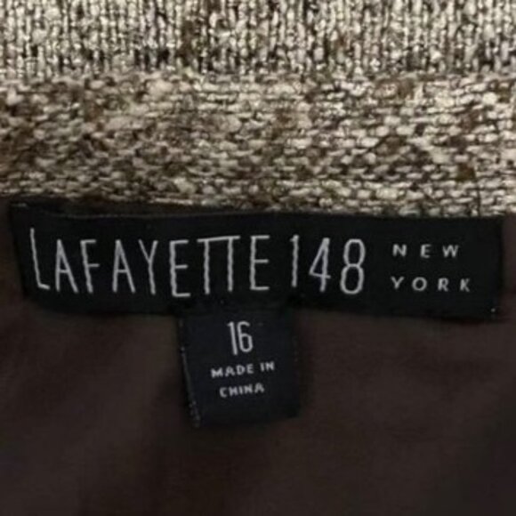 Lafayette 148 New York Size 16 Black Gold Sparkle Knit Pencil Skirt Career - Picture 7 of 9